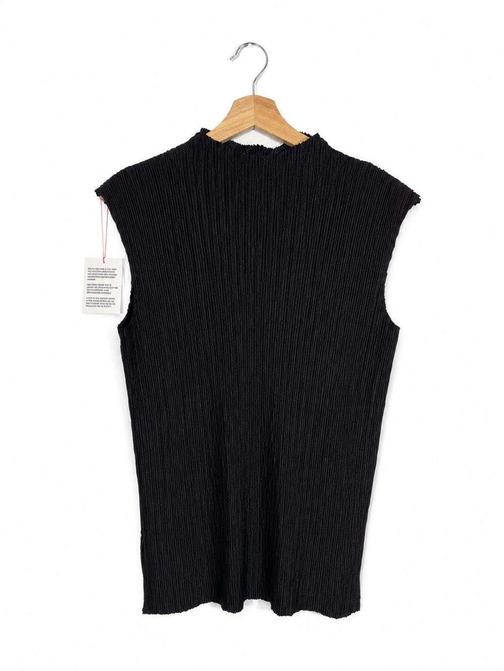 NWT Top Shop Black Plisse Mock Neck Pleated Tank Size S Business Casual Office